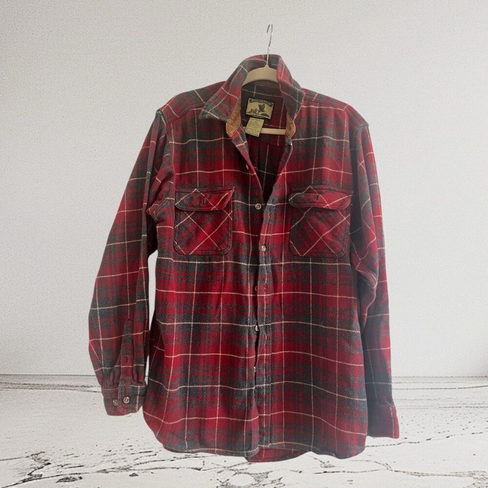 ✨Field & Stream Flannel Shirt Shacket Sz LTall Red Corduroy Flip Cuff✨